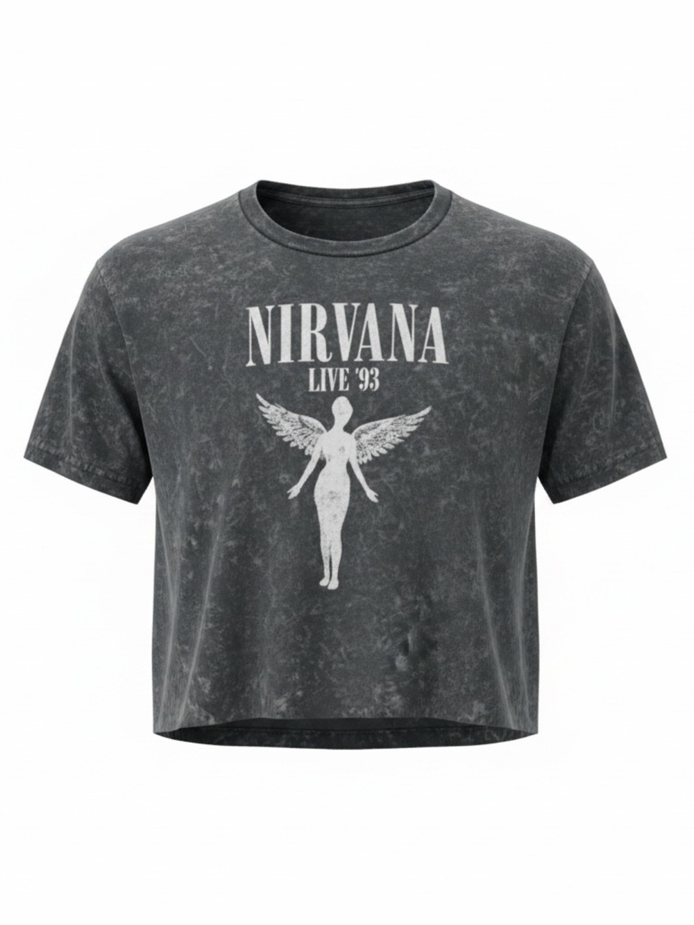 NIRVANA Black Washed Angel Logo T-Shirt